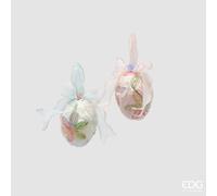 EDG Enzo De Gasperi Decoro Uovo Pasqua con Fiocco da Appendere Ass. H 16 Cm D 12 Cm Multicolor 1 Pz