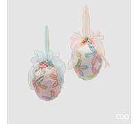 EDG Enzo De Gasperi Decoro Uovo Pasqua con Fiocco da Appendere Ass. H 20 Cm D 15 Cm Multicolor 1 Pz