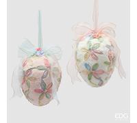 EDG Enzo De Gasperi Decoro Uovo Pasqua con Fiocco da Appendere Ass. H 28 Cm D 20 Cm Multicolor 1 Pz