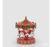 EDG Enzo De Gasperi Diorama Giostra Carosello LED H27 Ø22 cm Multicolor con Musica, Movimento e Luci - Decorazione Natalizia