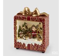 EDG Enzo De Gasperi Diorama Pacco Regalo di Natale Led H 24 Cm L 20 Cm L 12 Cm Musica, Movimento e Led Red Gold