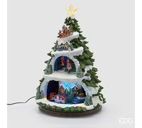 EDG Enzo De Gasperi Diorama Pino Natale H 46 Cm D 31 Cm Musica, Movimento e Led Multicolor