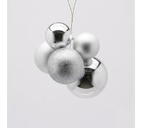 EDG Enzo De Gasperi Grappolo Palla Natale Pvc 5 Pz Silver