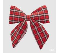 EDG Enzo De Gasperi Fiocco di Natale Lino Tartan 28 x 36 Cm White Red