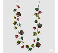 EDG Enzo De Gasperi Gerbera Metal Festone di Natale L 182 Cm Green Red