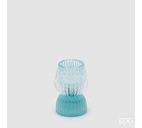 EDG Enzo De Gasperi Lampada da Tavolo Biforma a Righe Led H 13 Cm D 9 Cm IP20 Celeste