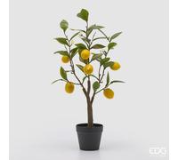 EDG Enzo De Gasperi Limone con Vaso e Foglie x6 Pianta Artificiale H 60 Cm Verde Giallo