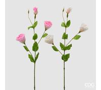 EDG Enzo De Gasperi Lisiantus Ramo con Foglie Ass. H 71 Cm D 10 Cm Pianta Artificiale Colore Bianco o Rosa1 Pz