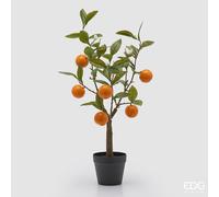 EDG Enzo De Gasperi Mandarini con Vaso e Foglie x6 Pianta Artificiale H 60 Cm Arancione