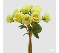 EDG Enzo De Gasperi Mazzo Rosa con Foglie H 40 Cm Bouquet 10 Fiori Yellow Green