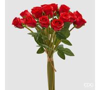 EDG Enzo De Gasperi Mazzo Rosa con Foglie H 40 Cm Bouquet 18 Fiori Red