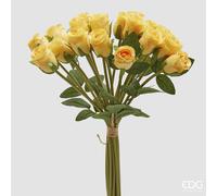 EDG Enzo De Gasperi Mazzo Rosa con Foglie H 40 Cm Bouquet 18 Fiori Yellow