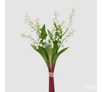 EDG Enzo De Gasperi Mughetto Bouquet x5 con Foglie Pianta Artificiale H 40 Cm Bianco