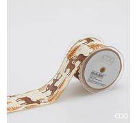 EDG Enzo De Gasperi Nastro Cervo Natalizio H 6,5 Cm L 10 Mt Bianco Marrone
