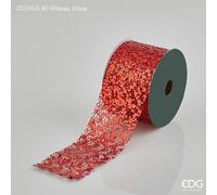 EDG Enzo De Gasperi Nastro Natale Mix Glitter H 60 Mm 10 Mt Rosso