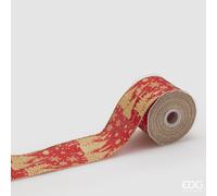 EDG Enzo De Gasperi Nastro Pini Natalizi H 6,5 Cm L 10 Mt Rosso Oro