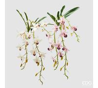 EDG Enzo De Gasperi Orchidea Dendrobium Cadente Artificiale H 82 Cm con Foglie Ass. White Pink 1 Pz