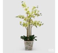 EDG Enzo De Gasperi Orchidea Phalaenopsis x8 con Bocciolo e Vaso Pianta Artificiale H 90 Cm Verde