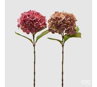 EDG Enzo De Gasperi Ortensia Real-Touch con Foglie Ass. H 60 Cm Rosa in due Tonalità 1 Pz