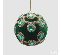 EDG Enzo De Gasperi Palla Natale Gemme Velluto D 10 Cm Dark Green 1 Pz