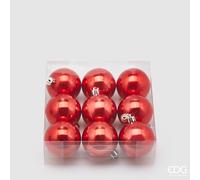 EDG Enzo De Gasperi Palline di Natale Rosse Perlate Ø6 cm - Set 9 Pezzi
