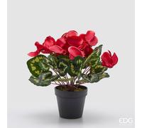 EDG Enzo De Gasperi Pianta Artificiale Ciclamino con Foglie e Vaso H 32 Cm Fuchsia - Pianta Decorativa Realistica Design Moderno