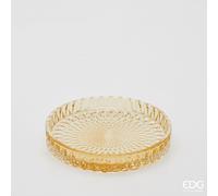 EDG Enzo De Gasperi Piatto Decorativo Micro Quadretti Rotondo H 2,5 Cm D 16 Cm Vetro Giallo