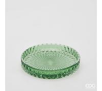 EDG Enzo De Gasperi Piatto Decorativo Micro Quadretti Rotondo H 2,5 Cm D 16 Cm Vetro Verde