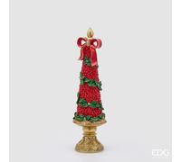 EDG Enzo De Gasperi Pino di Natale con Fiocco H48 cm Verde Rosso - Decorazione Natalizia