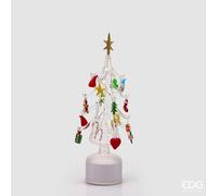 EDG Enzo De Gasperi Pino Twist Natalizio con Decori LED H36 Ø9 cm Multicolor con Movimento e Luci