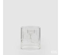 EDG Enzo De Gasperi Portacandela a Cilindro con 3 Supporti H 12 Cm D 12 Cm Vetro Natural Trasparente