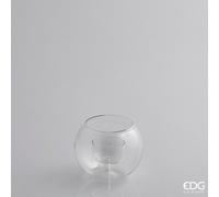 EDG Enzo De Gasperi Portacandela a Sfera H 8,5 Cm D 9 Cm Vetro Natural Trasparente