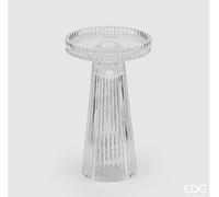 EDG Enzo De Gasperi Portacandela Cono Righe H 16,5 Cm D 9,8 Cm Natural Trasparente