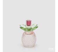 EDG Enzo De Gasperi Portacandela Flower in Vetro H 16 Cm D 12 Cm Verde Rosa