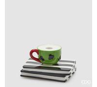 EDG Enzo De Gasperi Portacandela Tazza Libro H 10 Cm L 17 Cm L 14 Cm Natale White Black