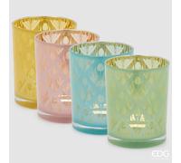 EDG Enzo De Gasperi Portacandela Tulipano Rombi Cilindro H 12,5 Cm D 10 Cm 4 Ass. Multicolor 1 Pz