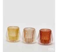 EDG Enzo De Gasperi Portacandele Righe H 7,5 Cm D 8 Cm 3 Pz Multicolor