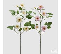 EDG Enzo De Gasperi Ramo Clematis Artificiale con Fiori, Bocciolo e Foglie Ass. H 105 Cm Rosy Peach 1 Pz