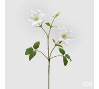 EDG Enzo De Gasperi Ramo Clematis Artificiale con Fiori, Bocciolo e Foglie H 74 Cm White