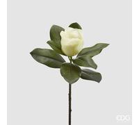 EDG Enzo De Gasperi Ramo Magnolia Real Fiore e Foglie Artificiale H 69 Cm White Green