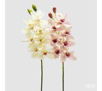 EDG Enzo De Gasperi Ramo Orchidea Cymbidium Artificiale H 80 Cm con Bocciolo Ass. White Violet 1 Pz