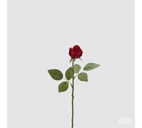 EDG Enzo De Gasperi Ramo Rosa Artificiale in Velluto con Foglie H 45 Cm Red