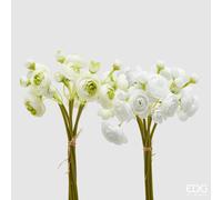 EDG Enzo De Gasperi Ranuncolo Bouquet x6 Ass. H 30 Cm Pianta Artificiale Bianco o Verde 1 Pz