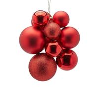 EDG - Enzo De Gasperi Set 10 Sfere di Natale grappolo da Appendere, addobbo Natalizio in plastica D6-8-10 cm 3 Varianti (1pz) Rosso