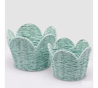 EDG Enzo De Gasperi Set 2 Pz Cesto Fiore H 18 Cm D 23 Cm H 15 Cm D 19 Cm Light Blue