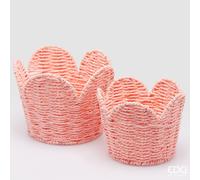 EDG Enzo De Gasperi Set 2 Pz Cesto Fiore H 18 Cm D 23 Cm H 15 Cm D 19 Cm Pink