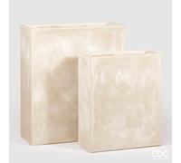 EDG Enzo De Gasperi Set 2 Pz Vaso Resinpietra Vaschetta H 92 Cm H 72 Ivory