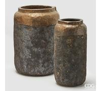 EDG Enzo De Gasperi Set 2 Pz Vaso Saigon Rotondo H 63 Cm H 58 Cm Ceramica Waterproof Copper
