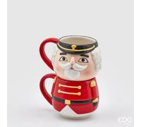 EDG Enzo De Gasperi Set 2 Tazze Soldatino Natale Impilabili H 17 Cm D 10 Cm White Red