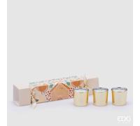 EDG Enzo De Gasperi Set 3 Candele Joyful Natale con Profumo H 5 Cm Black Vanilla